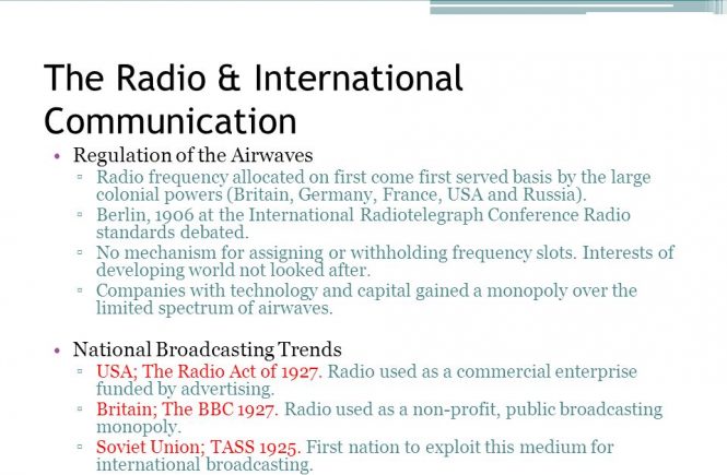 The Radio & International Communication Regulation of the Airwaves